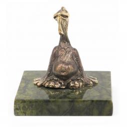 Статуэтка "Петух обжора" бронза змеевик