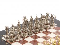 Шахматы "Лучники" доска 28х28 см мрамор лемезит