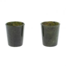 Набор стопок 2 шт &amp;quot;На посошок&amp;quot; из нефрита 30 мл 4х4х4,5 см