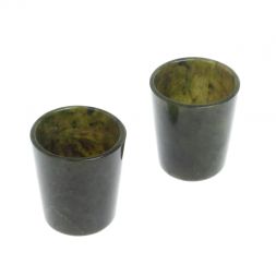 Набор стопок 2 шт &amp;quot;На посошок&amp;quot; из нефрита 30 мл 4х4х4,5 см