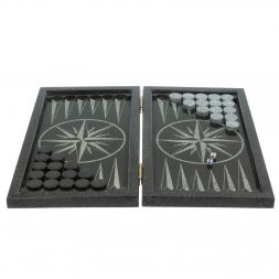 Нарды каменные "Волк и медведь. Роза ветров" из габбро-диабаза