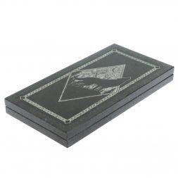 Нарды каменные "Волк и медведь. Роза ветров" из габбро-диабаза