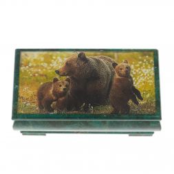 Шкатулка "Мишки"" из змеевика 16х8х7,5 см