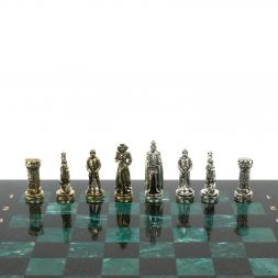 Шахматы "Рыцари" доска 36х36 шабровский змеевик