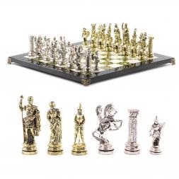 Шахматы подарочные "Древний Рим" из камня змеевик мрамор 44х44 см
