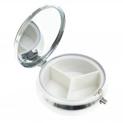 Таблетница на 3 отсека камень тигровый глаз цвет серебро