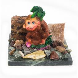 Сувенир "Обезьянка на пальме №4" змеевик