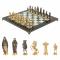 Шахматы подарочные из бронзы "Средневековье" 40х40 см мрамор змеевик