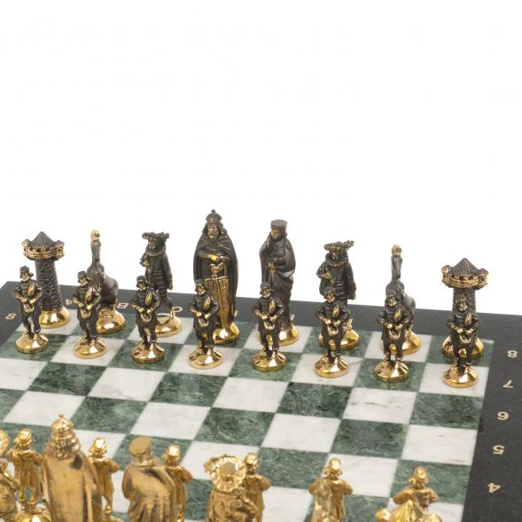 Шахматы подарочные из бронзы &amp;quot;Средневековье&amp;quot; 40х40 см мрамор змеевик 126911