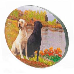 Панно из камня на подставке "Собаки на берегу" 19х3,5х13 см