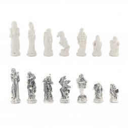 Шахматы настольные "Русские сказки" камень змеевик 40х40 см