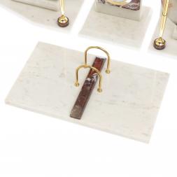 Настольный канцелярский набор с гербом и флагом России камень креноид и белый мрамор