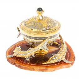 Икорница &amp;quot;Три осетра&amp;quot; камень агат