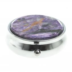 Таблетница на 3 отсека камень чароит цвет серебро