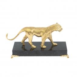 Статуэтка из бронзы "Пума" на подставке из камня долерит