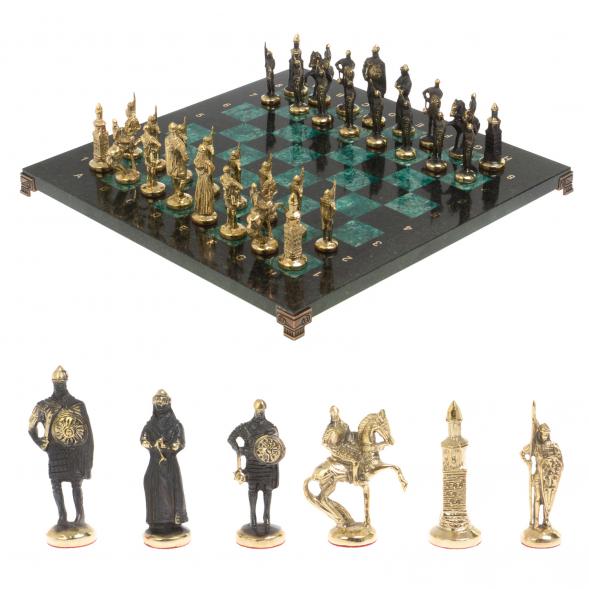 Шахматы подарочные &amp;quot;Русские&amp;quot; доска 40х40 см шабровский змеевик 126834