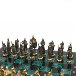 Шахматы подарочные "Русские" доска 40х40 см шабровский змеевик