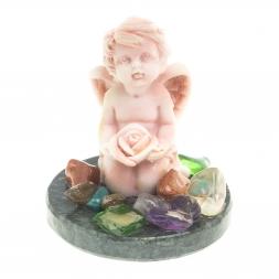 Сувенир из мрамолита "Ангел с розой"
