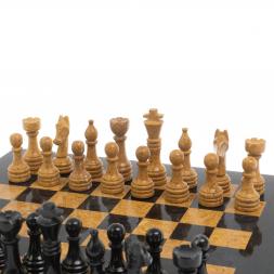 Шахматы "Игрок" 38х38 см из черного мрамора и рыжего ракушечника