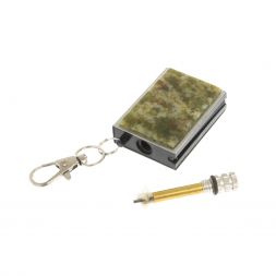 Брелок огниво "Вечная спичка" с накладкой из камня офит благородный 2,8х1,3х5 см