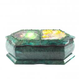 Шкатулка с двумя отделениями "Хозяйка медной горы / Осенний пейзаж" 20х10х7,5 см