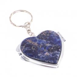 Складное зеркало брелок из содалита Сердце
