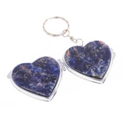 Складное зеркало брелок из содалита Сердце