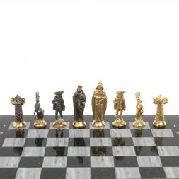 Шахматы настольные "Средневековье" 40х40 см серый мрамор бронза