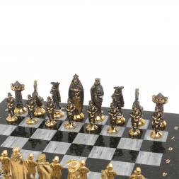 Шахматы настольные "Средневековье" 40х40 см серый мрамор бронза