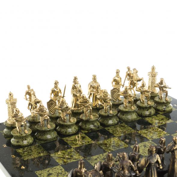 Шахматы подарочные &amp;quot;Турецко-европейская война&amp;quot; камень змеевик бронза 48х48 см 117806