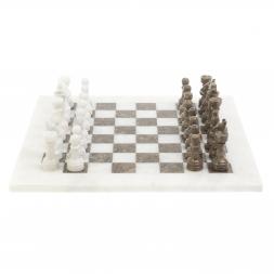 Шахматы "Дебют" доска 38х38 см из белого мрамора и ракушечника