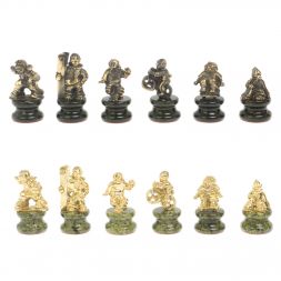 Шахматы "Спортивные" из бронзы и змеевика