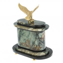 Часы "Орел" из зеленого офиокальцита и бронзы