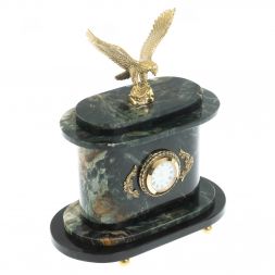 Часы "Орел" из зеленого офиокальцита и бронзы