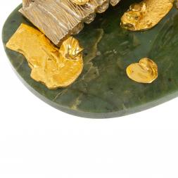 Икорница &amp;quot;Дед с осетром&amp;quot; из нефрита с ложкой Златоуст