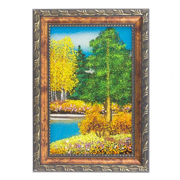 Картина &amp;quot;Осенний пейзаж&amp;quot; рамка багет 10х15 см, каменная крошка 111136