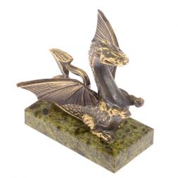 Статуэтка "Дракон" бронза змеевик