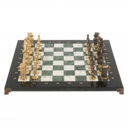 Шахматы подарочные "Камелот" из бронзы и мрамора 40х40 см