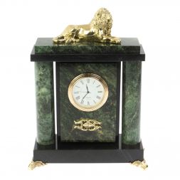 Настольные часы "Лев" из шабровского змеевика