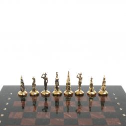 Шахматы "Итальянская война" фигуры бронза доска 28х28 см из лемезита