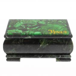 Шкатулка с иллюстрацией малахит "Урал" из змеевика 18х10х8,5 см