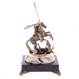 Статуэтка из бронзы "Георгий Победоносец" камень мрамор
