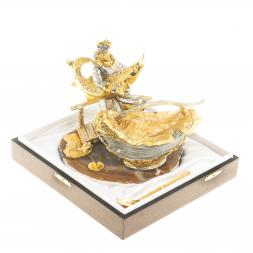 Икорница "Дед с осетром" агат Златоуст