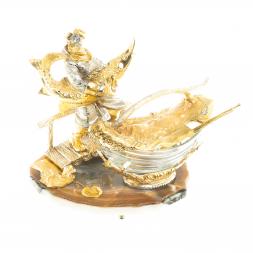 Икорница "Дед с осетром" агат Златоуст