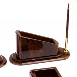 Настольный набор "Гренада" коричневый обсидиан