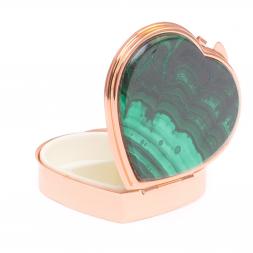 Таблетница "Сердце" на 3 отделения малахит цвет красное золото