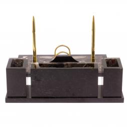 Письменный набор "Щит" из камня конгломерат