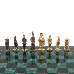 Шахматы из бронзы "Камелот" 40х40 см из шабровского змеевика