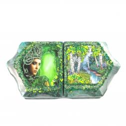 Шкатулка с двумя отделениями "Хозяйка медной горы / Березки" 20х10х7,5 см