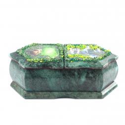 Шкатулка с двумя отделениями "Хозяйка медной горы / Березки" 20х10х7,5 см